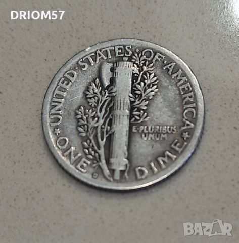САЩ 1 дайм, 1918 Mercury Dime, снимка 2 - Нумизматика и бонистика - 45810513