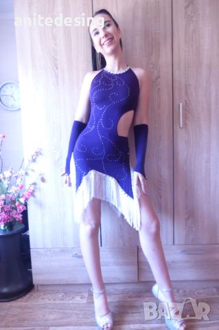 Детска  рокля за спортни танци с  кристали, снимка 1 - Детски рокли и поли - 46412537