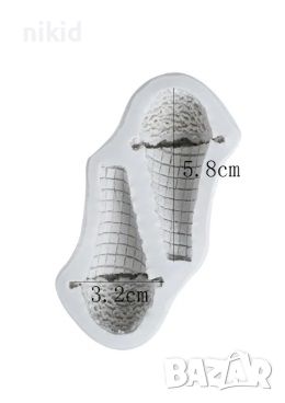 2 фунийки фуния фунийка Сладолед  силиконов молд форма декор торта сладки фондан и др. украса, снимка 3 - Форми - 23926415