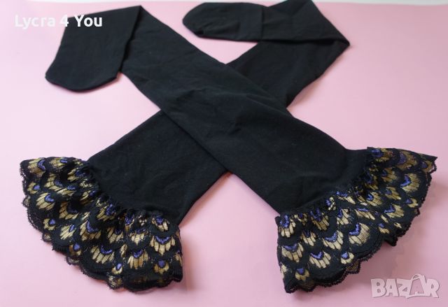 S/M черни плътни чорапи 80 den със силиконова лента, снимка 1 - Бельо - 45587096
