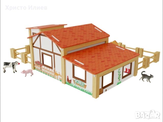 Голяма дървена къща с животни PLAYTIVE Дървена ферма, снимка 3 - Образователни игри - 45301529