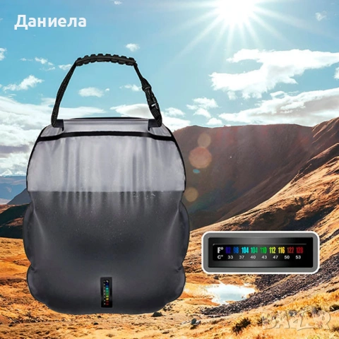 Преносим соларен къмпинг душ 20L с вграден термометър, сгъваем дизайн и подсилена дръжка, снимка 5 - Други стоки за дома - 53566519