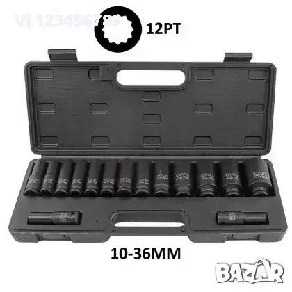 Вложки ударни, дълбоки, 1/2", комплект 15бр, 12-стен, 10-36м, снимка 2 - Гедорета - 50773445