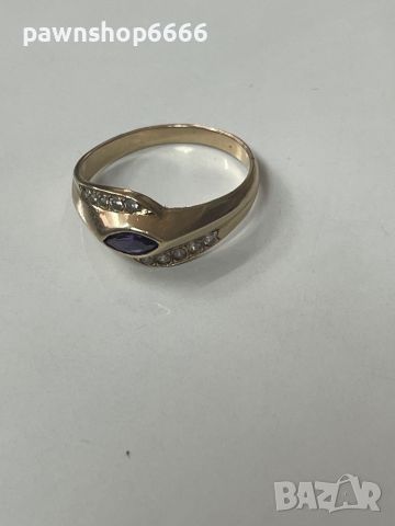 Златен пръстен 14 карата с Аметист, снимка 2 - Пръстени - 46384728
