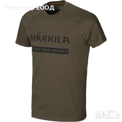 Комплект от две тениски Harkila - Logo, в цвят Willow green/Rustique clay, снимка 3 - Екипировка - 45337583
