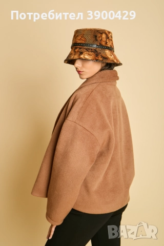 Дамско Вълнено Късо Палто Gabriel coat - Кафяво, снимка 4 - Палта, манта - 52183901
