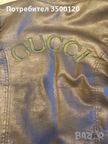Тъмнозелено кожено яке Gucci, снимка 6 - Якета - 53240506