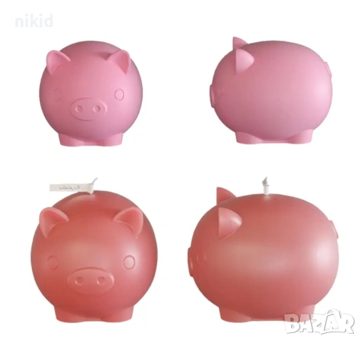 3D кръгло прасе прасенце касичка силиконов молд форма смола свещ гипс сапун щоколад декор, снимка 2 - Форми - 53555993