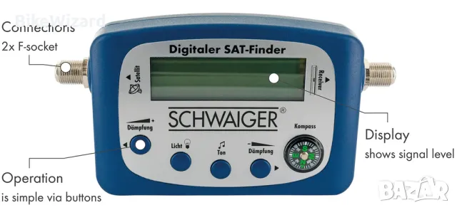 SCHWAIGER 5170 SAT finder цифрово сателитно откриване сателит търсач , снимка 4 - Друга електроника - 47766023