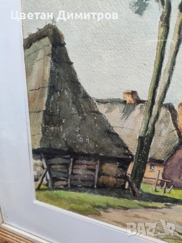 холандска акварелна картина с рустикален пейзаж, снимка 10 - Картини - 54083937