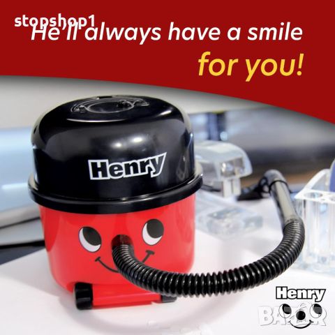 Paladone Henry Hoover Desk Mini Vacuum - новаторски почистващ препарат за настолни компютри, безкоор, снимка 1 - Прахосмукачки - 46658862