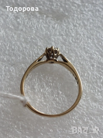 Златен дамски пръстен с брилянт 0.25 карата,злато проба 375, снимка 14 - Пръстени - 52592165