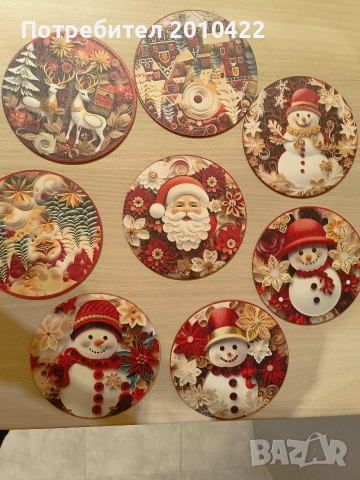 Коледни подложки за чаши, 8 броя. Нови, в опаковка. 8 лв., снимка 2 - Декорация за дома - 48487033