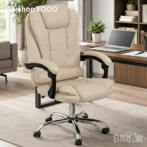 Въртящ се офис стол Aseto с функция накланяне, Кремав/Черен, до 140 кг, снимка 5 - Столове - 53742349