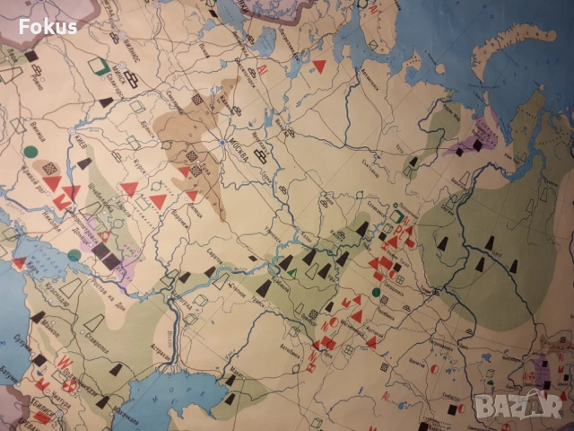 Стара платнена карта Полезни изкопаеми на СССР, снимка 6 - Антикварни и старинни предмети - 53448863