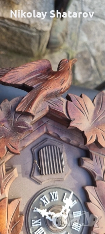 дървен немски часовник с кукувица , снимка 2 - Антикварни и старинни предмети - 52863676