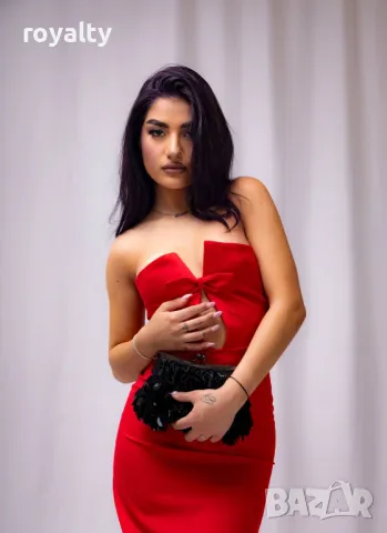 Стилна дамска червена рокля , снимка 5 - Рокли - 50374877