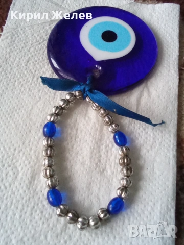 Турски амулет синьо стъклено око 14198, снимка 2 - Антикварни и старинни предмети - 53908443