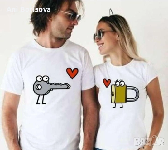 Тениски за двойки – King & Queen / Забавни дизайни / Подарък, снимка 2 - Романтични подаръци - 53207582