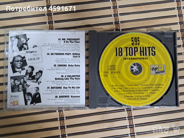 18 Top Hits International 5/95, снимка 2 - CD дискове - 51760940