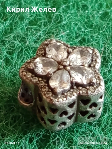 Сребърен талисман от PANDORA Красива като цвете с кристали 54517, снимка 4 - Колиета, медальони, синджири - 54079545