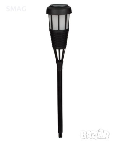 Слънчев фенер соалрна лампа LED факел с пламък ефект пластмаса трикотажни черни 41 см