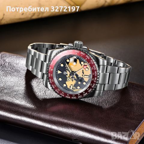 PAGANI DESIGN автоматичен часовник с Японски механизъм SEIKO NH34 GMT,стъкло сапфир,водоустойчив, снимка 3 - Мъжки - 45696273
