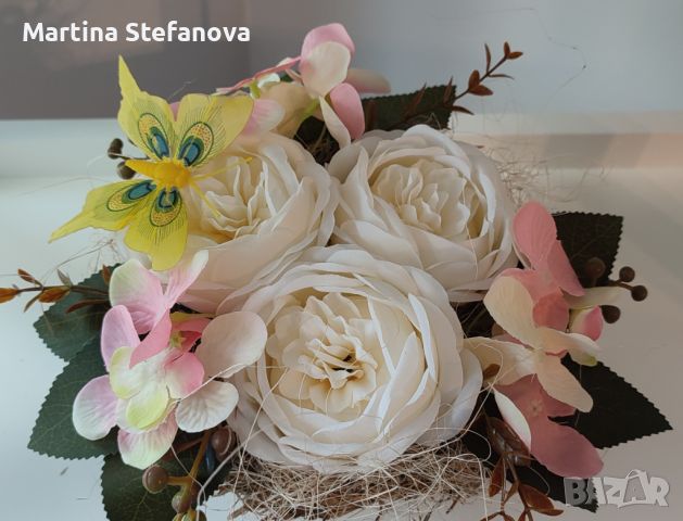 Букети, кошници с текстилни цветя , снимка 11 - Декорация за дома - 46271469