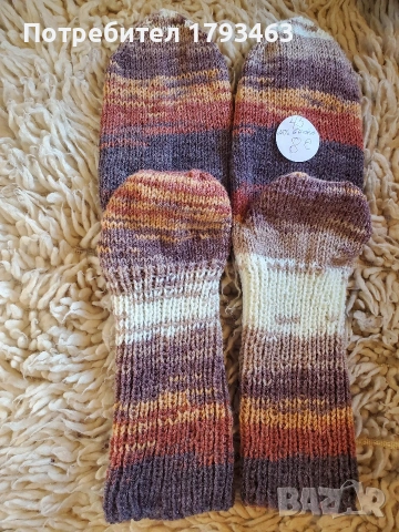 Ръчно плетени мъжки чорапи от вълна, размер 45, снимка 8 - Мъжки чорапи - 51479401