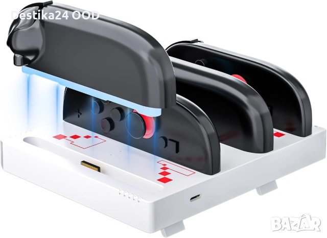 Стойка за зареждане Nintendo Switch 2 контролери 4 в 1 бързо зареждане