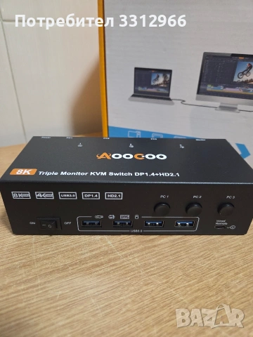 KVM303DH KVM превключвател, HDMI-съвместим, 3 входа и 3 изхода, 8K@60Hz, 4K@144Hz, снимка 3 - Друга електроника - 53927564