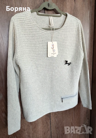 Skovhuus нов пуловер от 100% органичен памук с брошка, снимка 12 - Блузи с дълъг ръкав и пуловери - 53724887