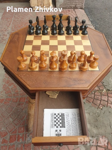 Поръчково изработен дървен шах , снимка 10 - Антикварни и старинни предмети - 53959036