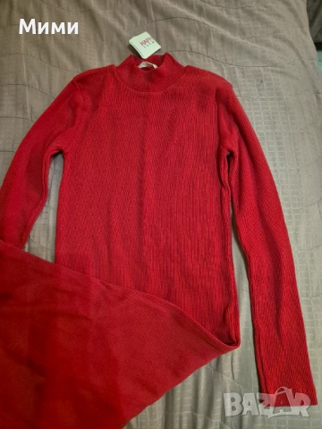 Нова червена рокля машинно плетиво , снимка 4 - Рокли - 52529654