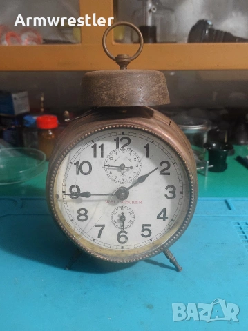 Стар Немски Механичен Часовник Будилник Junghans 