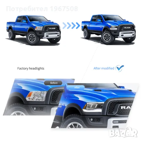 Комплект LED фарове с динамични мигачи за Dodge Ram 2009 - 2018, снимка 6 - Части - 47551543