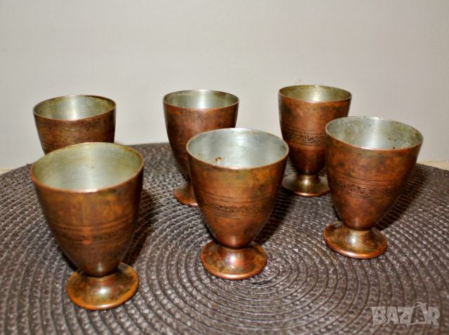 Медни чаши за ракия 50мл, снимка 1 - Антикварни и старинни предмети - 46407995