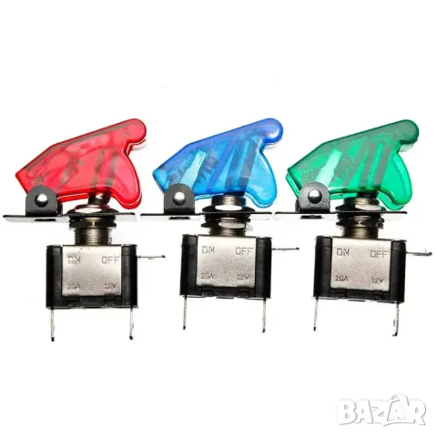 Превключвател за включване/изключване със защитен предпазител / 12V 20A зелен, снимка 4 - Друга електроника - 49907592