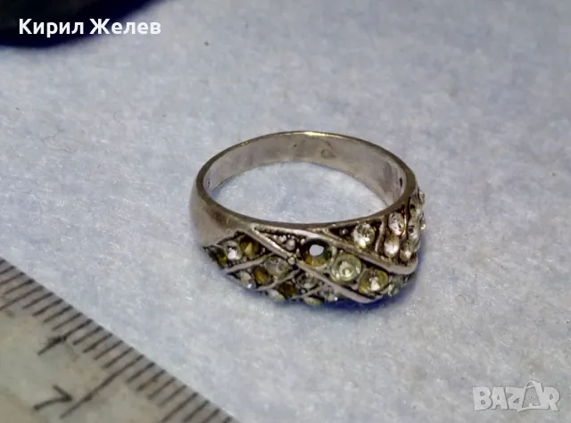 СТАР СКЪПОЦЕНЕН СРЕБЪРЕН ПРЪСТЕН СРЕБРО 925 с ИСКРЯЩИ ФАСЕТИРАНИ ЦИРКОНИ 48652, снимка 2 - Пръстени - 50354713