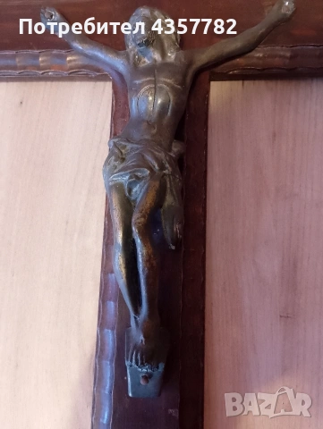 Разпятие - месинг и дърво , снимка 2 - Нумизматика и бонистика - 53744707