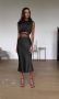 Louis Vuitton дамски комплект пола с висока талия и къс топ висок клас реплика /сатен/, снимка 4