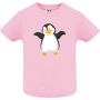 Нова бебешка тениска в розов цвят с Пингвин, снимка 1 - Бебешки блузки - 45670933