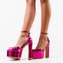 Дамски обувки с висок ток и каишка -цвят циклама , снимка 1