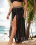 Комплект от бикини за плаж и полупрозрачна пола с висока талия