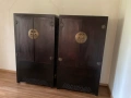 Чифт антични черни лакирани китайски шкафове, снимка 2