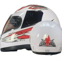 Каска за пистов мотор, шлем, 4 размера, бял/ червен, снимка 1 - Аксесоари и консумативи - 46173694