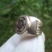 Руски СССР сребърен мъжки пръстен с ниело, снимка 3 - Пръстени - 45480295