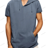 Мъжка ежедневна тениска с качулка и къс ръкав, 5цвята , снимка 16 - Тениски - 40243201