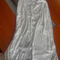 Дамска сребърна пола с пайети, снимка 3 - Поли - 45401986