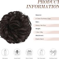 FESHFEN Синтетична къдрава шиньонова опашка за удължаване на коса, средно кафяво, снимка 5 - Аксесоари за коса - 45635845